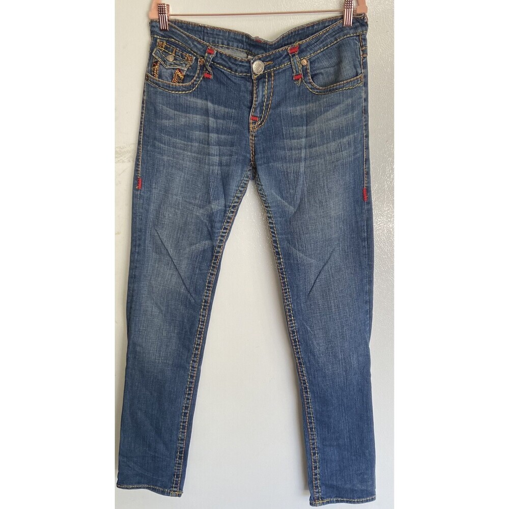 True Religion Straight Leg Button Rear Flap Pocket Jeans Women's 31 USA Made